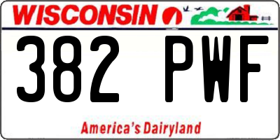WI license plate 382PWF