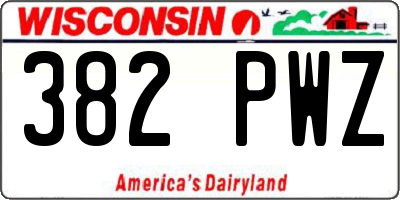 WI license plate 382PWZ