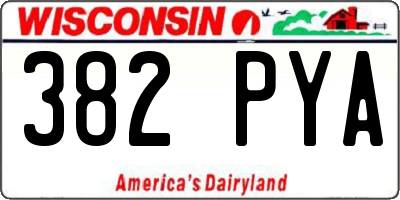 WI license plate 382PYA