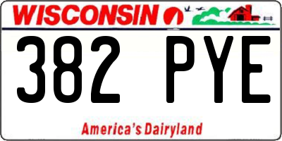 WI license plate 382PYE