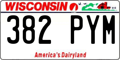 WI license plate 382PYM