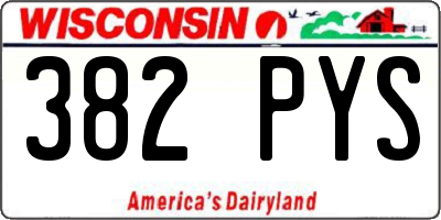 WI license plate 382PYS