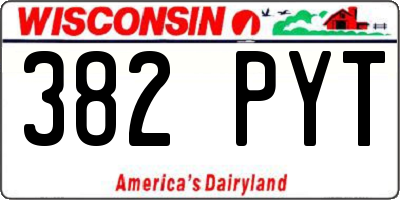 WI license plate 382PYT