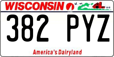 WI license plate 382PYZ