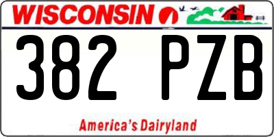 WI license plate 382PZB