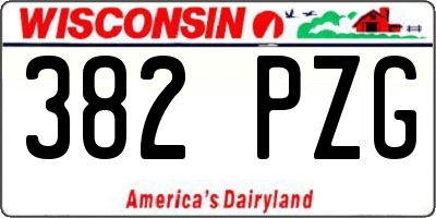 WI license plate 382PZG