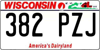 WI license plate 382PZJ
