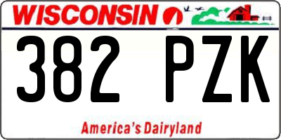 WI license plate 382PZK