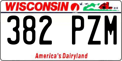 WI license plate 382PZM