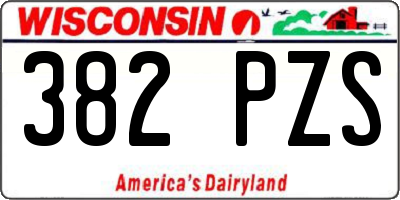 WI license plate 382PZS