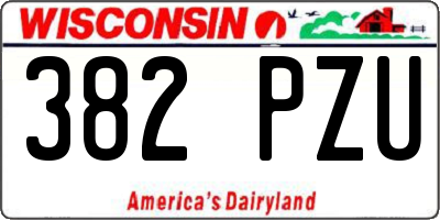 WI license plate 382PZU