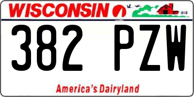 WI license plate 382PZW