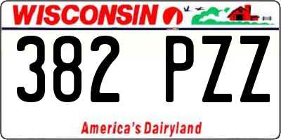 WI license plate 382PZZ