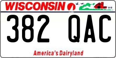 WI license plate 382QAC