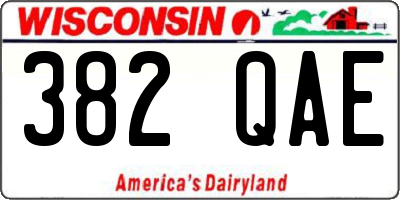 WI license plate 382QAE