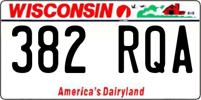 WI license plate 382RQA