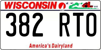 WI license plate 382RTO