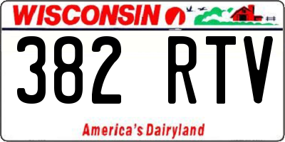 WI license plate 382RTV