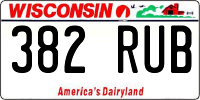 WI license plate 382RUB