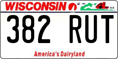 WI license plate 382RUT