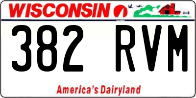 WI license plate 382RVM