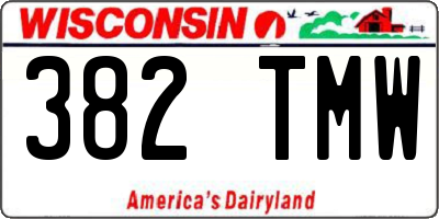 WI license plate 382TMW