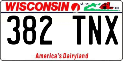 WI license plate 382TNX