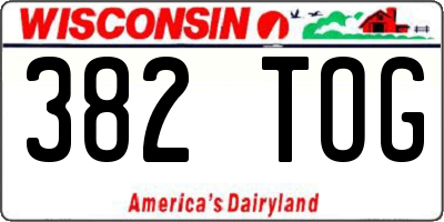 WI license plate 382TOG