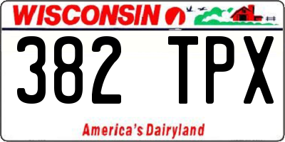 WI license plate 382TPX