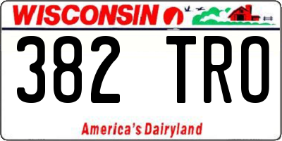 WI license plate 382TRO
