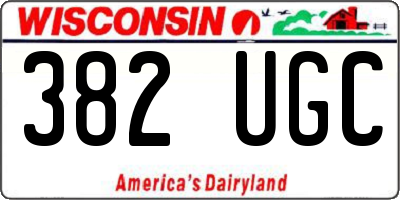 WI license plate 382UGC