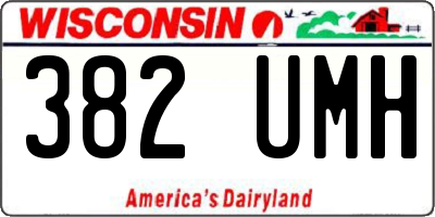 WI license plate 382UMH