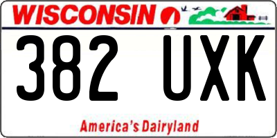 WI license plate 382UXK