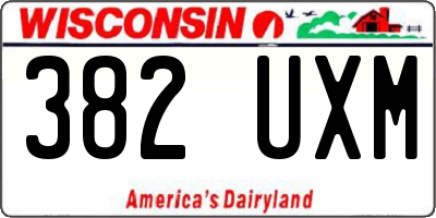 WI license plate 382UXM
