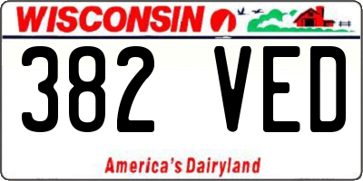 WI license plate 382VED
