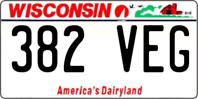 WI license plate 382VEG