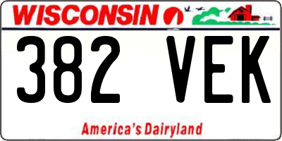 WI license plate 382VEK
