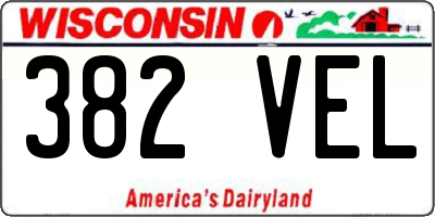 WI license plate 382VEL
