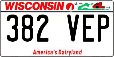 WI license plate 382VEP