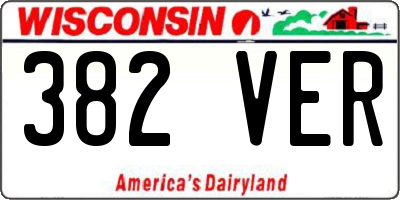WI license plate 382VER