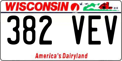 WI license plate 382VEV