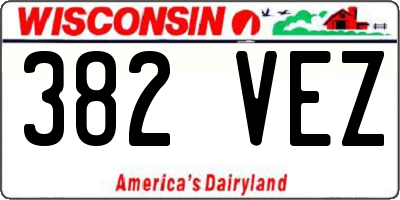 WI license plate 382VEZ