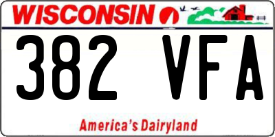 WI license plate 382VFA