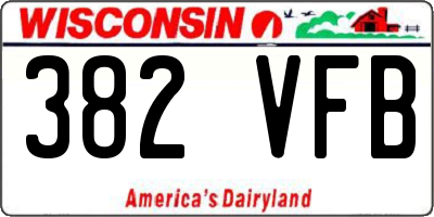WI license plate 382VFB