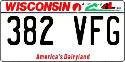 WI license plate 382VFG