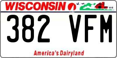 WI license plate 382VFM