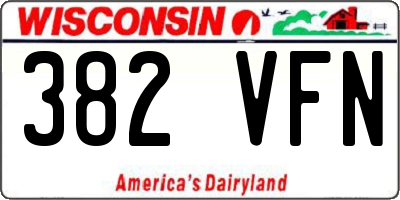 WI license plate 382VFN