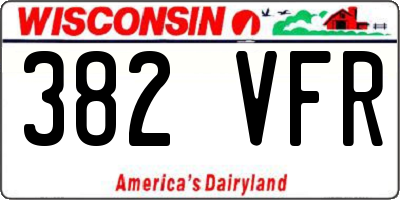 WI license plate 382VFR