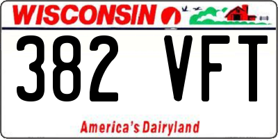 WI license plate 382VFT