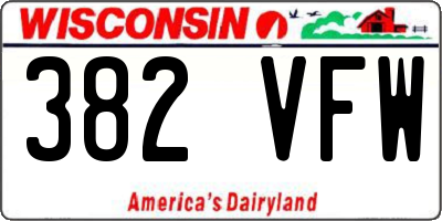 WI license plate 382VFW